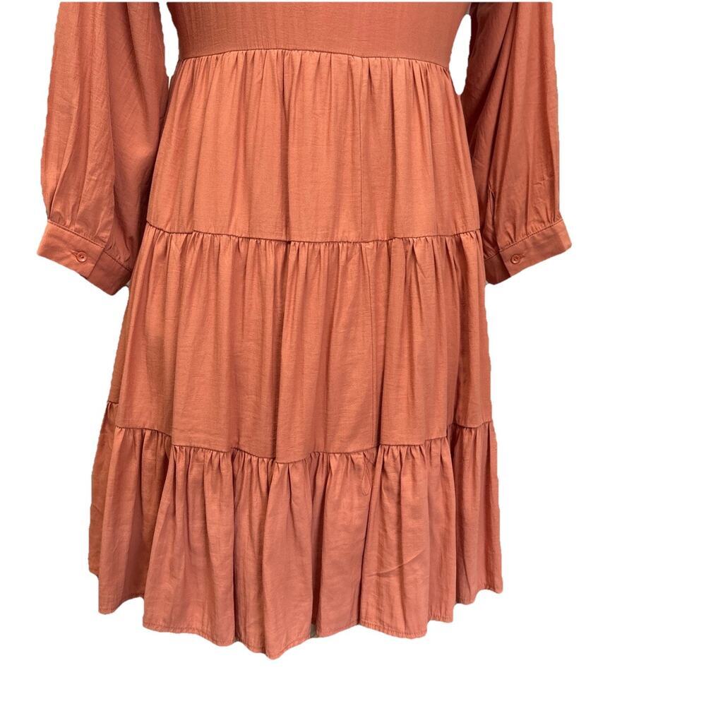 Embroidered Floral Boho Tiered Skirt Hippie Cottagecore Terra Cotta Sm - Picture 7 of 16